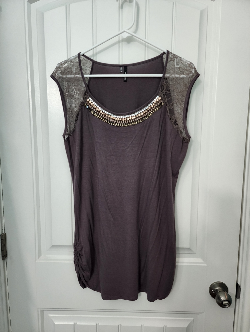 Maurices Lace Shoulder Tank with Rhinestone Neckline, Size XL